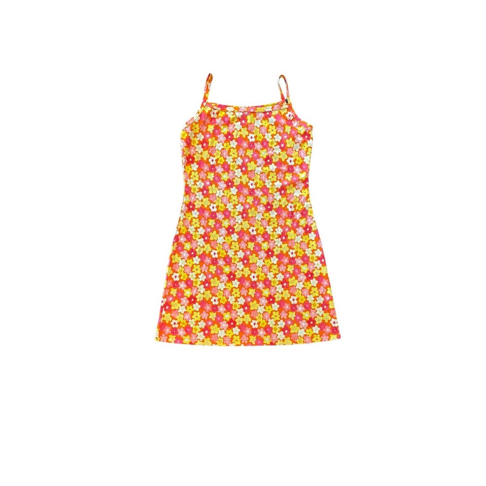 Vintage Xhilaration Y2K Neon Floral Daisy Bodycon Spaghetti Strap Dress